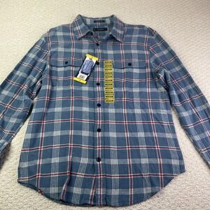 Lucky Brand Shirt Mens Medium Blue Plaid Flannel Classic Fit Button Down Pockets